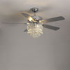 52" Ceiling Fan 5 Chrome Blades LED Crystal Chandelier Lamp with Remote Control