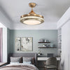 Retractable LED Ceiling Fan with Lights Crystal Chandelier Dimmable Lamp Remote