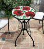 Iron/Glass Round Side Coffee Table Mosaic Design Garden Patio Flower Plant Stand