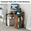 Computer Writing Desk Table with 4-Cube Bookcase & 24.2" Slide-out Keyboard Tray