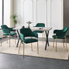 2*Green Velvet Dining Chairs Golden Leg Armchairs Kitchen Restaurant Cafe Chairs