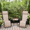 3 PCS Zero Gravity Lounge Chair Set Folding Outdoor Sun Lounger with Tea Table