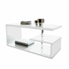 Modern High Gloss White Coffee Table Rectangle Side Table LED Lights