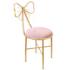 2PCS Pink Velvet Chairs Folding Dressing Vanity Makeup Stools Seats Bow Backrest