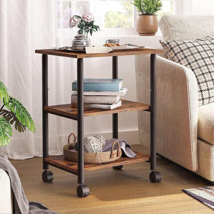 Mobile Printer Stand 3-Tier Printer Cart Height Adjustable Machine Cart