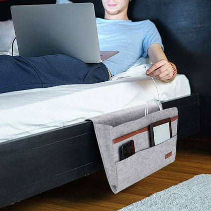 Bed Organizer Storage Caddy Pocket Felt Bedside Phone Book Remote Holder Bag