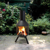 Large Outdoor Patio Garden Portable Black Metal Chimney Fireplace Log Burner Set