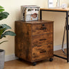 3 Drawer File Cabinet Mobile Office Cabinet with Wheels File Folder Rustic Brown