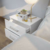 White Bedside Cabinet Table Push to Open High Gloss LED Nightstand 2 Drawers