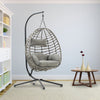 Foldable Hanging Egg Chair Rattan Hammock Garden Swing Chair with Steel Frame