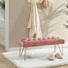 Long Seat Bench Dining Chairs Soft Velvet Padded Golden Steel Legs Lounge Stool