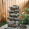 Electric Water Feature Fountain w/ LED Light Resin Rock Cascading Indoor Outdoor