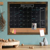 24" Rustic Frame Chalkboard Calendar & Bulletin Combo Board Magnetic Blackboard