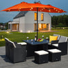 4.6m Double-Sided Parasol with Base Solar LED Lights and Crank Handle Outdoor