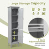 5-Tier Bathroom Tall Cabinet Slim Freestanding Storage Organizer Cupboard 2 Door