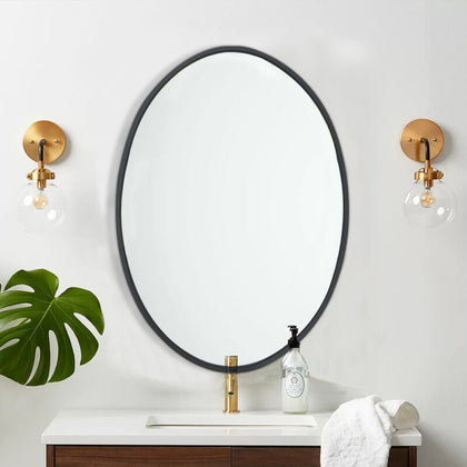 Black Oval Wall Mounted Mirror Bathroom Bedroom Makeup Dressing Mirror Golden UK