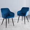 Set of 2 Dining Chairs Velvet Faux Leather Seat Modern Kitchen Chairs