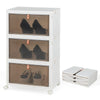 3-tier Stackable Shoe Storage Box Rolling Foldable Shoe Organizer Storage Bin