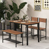 4 PCS Wooden Dining Table Set Industrial Kitchen Dining Table w/2 Chairs & Bench