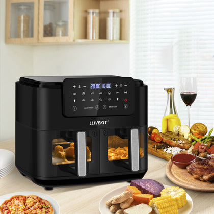 9L Air Fryer Oil Free Healthy Dual Zone Frying Cooker Low Fat Digital Oven 2400W