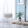 Velvet Round Footstool Upholstered Dressing Table Stool with Metal Legs Home
