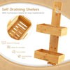 Bamboo Shower Caddy Hanging Bathroom Rack Shower Baskets 2 Shelves 2 Hooks
