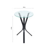 Round Sofa Side Table With Tempered Glass Top Living Room Furniture Coffee Tea
