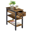 3 Tier End Table with Drawer and Shelves Slim Side Table Nightstands for Bedroom