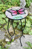 Iron/Glass Round Side Coffee Table Mosaic Design Garden Patio Flower Plant Stand