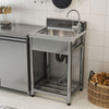 Catering Sink Stainless Steel Commercial Kitchen Wash Sinks w/Shelf/Backsplash
