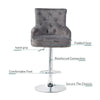Velvet Bar Stool Chrome Stand Studded Button High Back Kitchen Chaise Chair Seat