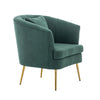 Modern Occasional Velvet Armchair Scallop Wing Back Chair with Golden Legs Sofa