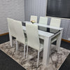 Dining Table Set and 6 4 black white Leather chairs kitchen table set of 4 or 6