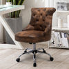 Classic Chesterfield Brown Faux Leather Office Chair Swivel Adjustable Desk Seat