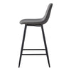 Pair of Bar Stools Dining Room Kitchen High Dining Chairs Padded Seat Back Grey