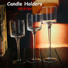 Set of 3 Tall Glass Candle Tea Light Holders Wedding Table Centre Candles Stand