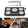 Built In 2/4/5 Burner Black Glass On Gas Wok Burner Hob With Cast Iron Pan Stand