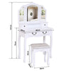 Dressing Table With Drawer Mirror & Stool Set Makeup Desk Vanity Table Bedroom
