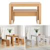 3 Pieces Small Dining Table and Bench Set 2 Benches Compact Unit Wood Furniture