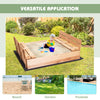 Outdoor Kids Sand Pit Ball Box Convertible Cedar Sandbox 2 Foldable Bench Seats