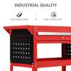 3Tier Tool Trolley Cart Storage Shelf Roller Cabinet Garage Workshop with Drawer