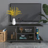 Modern TV Cabinet Stand 3 Tier shelf Storage Shelves Table Wheels Black
