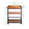 Kitchen Trolley 3 Tier Industrial Wood Metal Frame Rolling Drinks Serving Cart