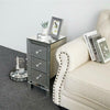 Mirrored Glass Bedside Table Cabinet 3 Drawer Crystal Handles Bedroom Nightstand