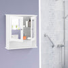 Wall-Mounted Bathroom Cabinet 2 Doors Storage Cabinet w/Adjustable Shelf Mirror