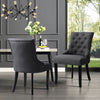 2/4Pcs Button Back Dining Chairs Dark Grey Living Room Upholstered Leisure Chair