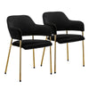 Set of 2 Black Velvet Dining Chairs Golden Leg Armchairs Kitchen Restaurant Cafe