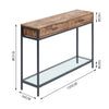 Slim Console Table Wooden Side Table Buffet Sideboard with 2 Drawers&Glass Rack