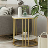 White Round Marble Coffee Table Sofa Side Table Anti-drop Fence Corner Cabinet