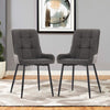 Set of 2 Faux Leather Dining Chairs home & restaurants Grey Metal Legs Modern